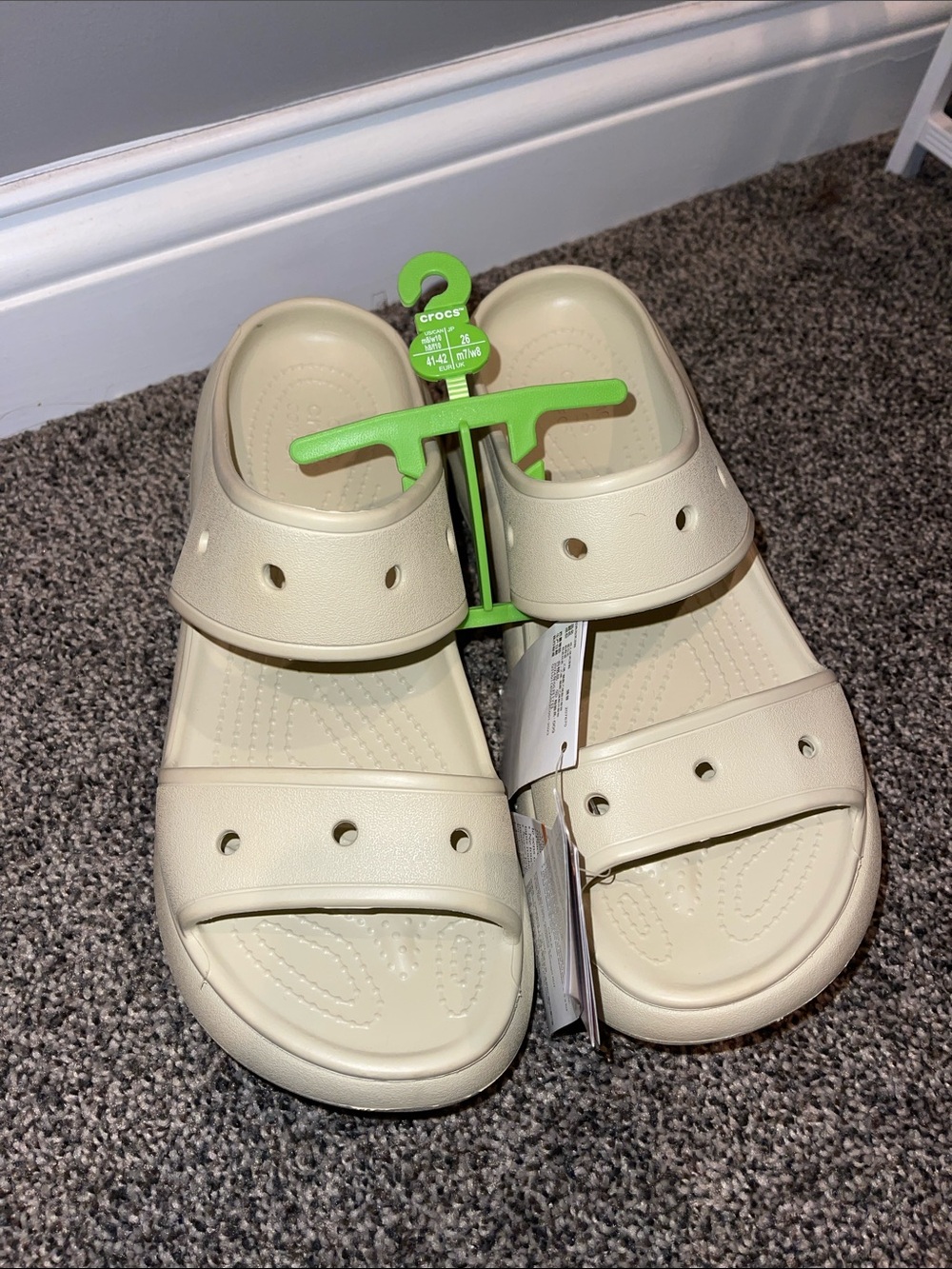CROCS Women's Double-Strap Slide Sandals in Cream